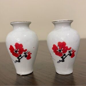 Two Vintage Miniature Asian Floral Vases